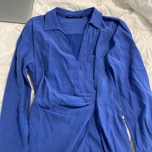 Zara blue long sleeve mini dress